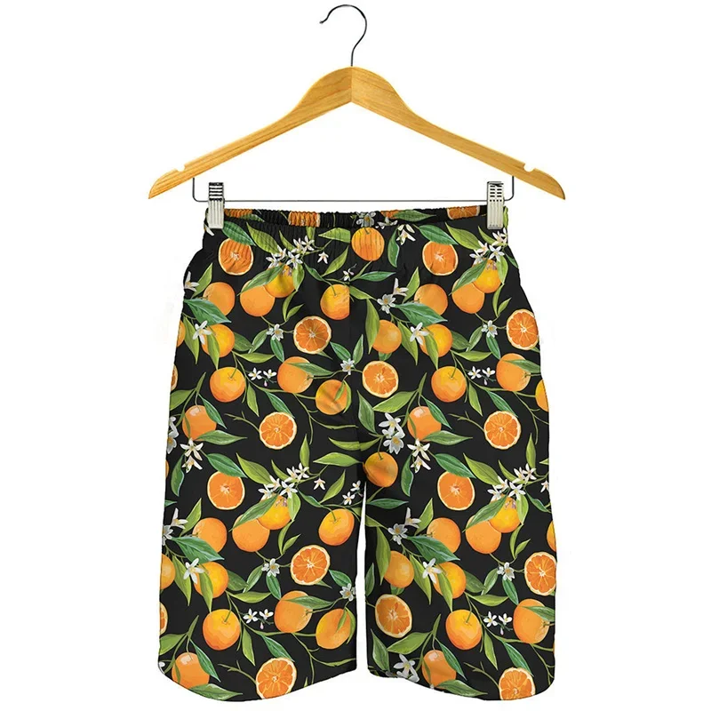 

Cartoon Orange Lemon Graphic Short Pants Men Kids 3D Printed Fruit Beach Shorts Quick Dry Swim Trunks Summer Surf Board Shorts