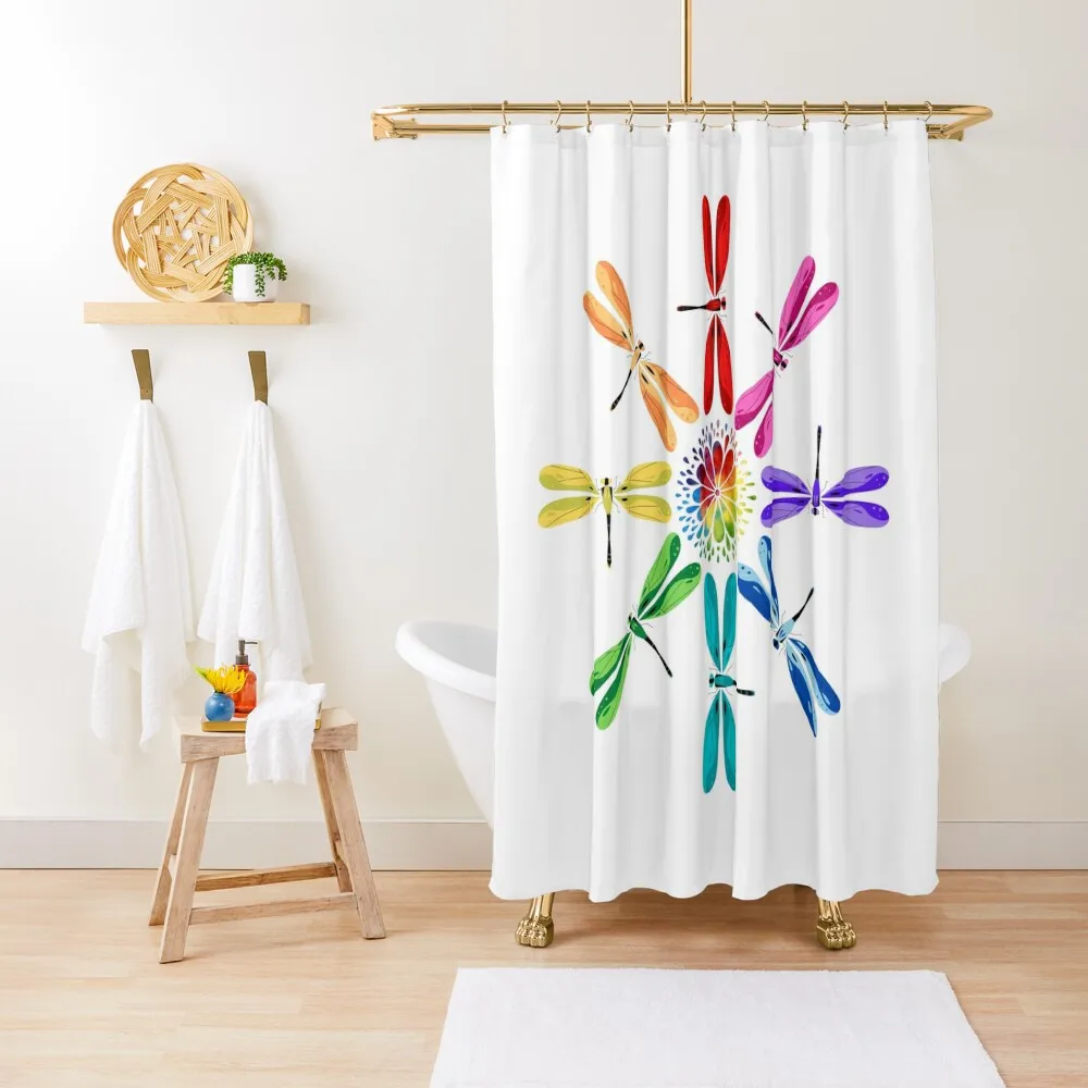 

Rainbow Dragonfly Pattern 1 Shower Curtain Cute Shower Anime Shower For Bathrooms Luxury Bathroom Curtain