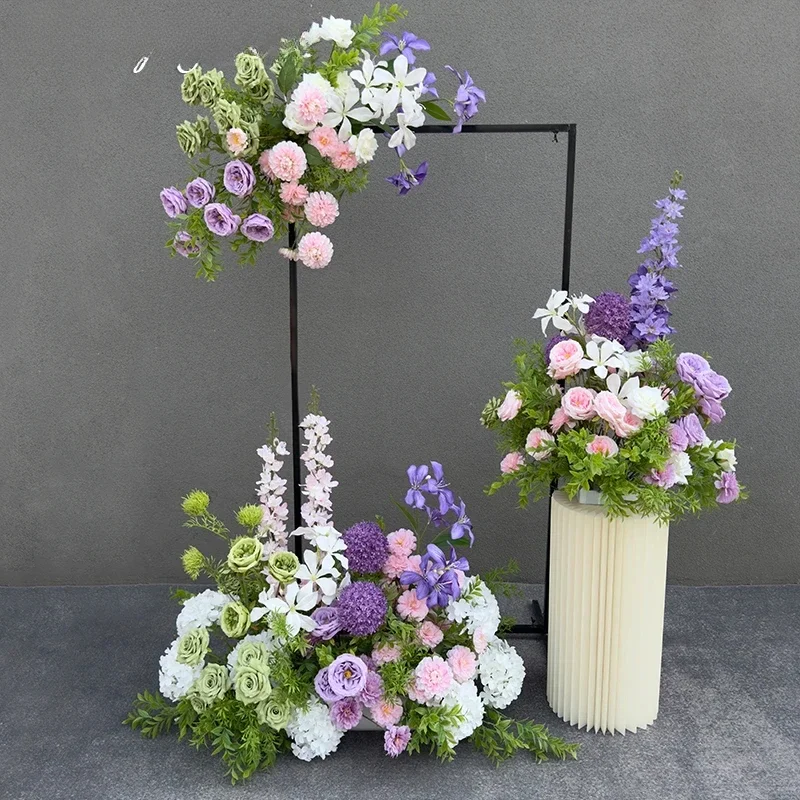 Artificial Flowers Wedding Decoration Hanging Flower Row Background Arch Decor Road Lead Flower Ball Floral Backdrop Arrangement