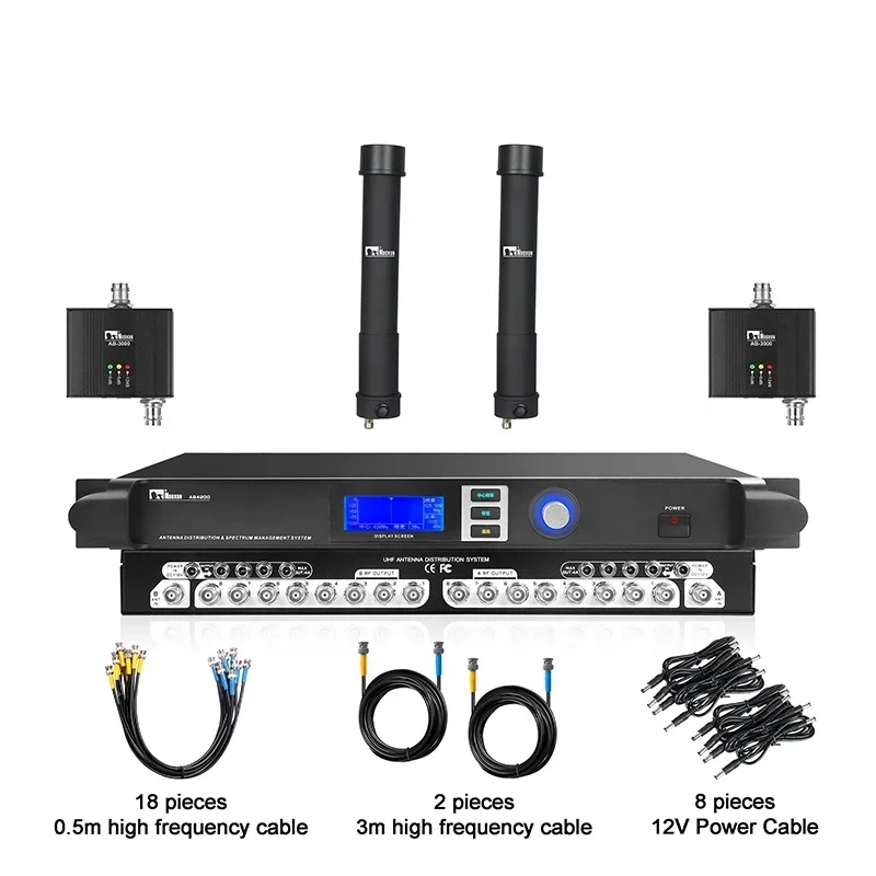 Active Antenna Signal Amplifier Professional Wireless Microphone Antenna Distribution System Booster
