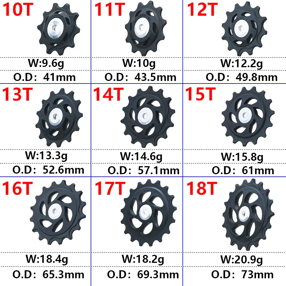 Rolamento da polia do desviador traseiro para Shimano Sram, MTB bicicleta traseira Jockey Wheel, rolamento de bicicleta, 10T, 11T, 12T, 13T, 14T,