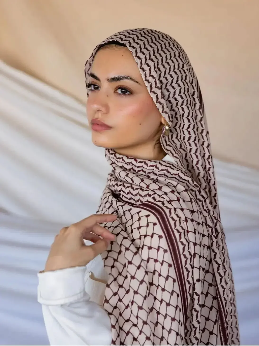 Keffiyeh Scarf Hijab Printed Chiffon Muslim Hijabs for Woman Dubai Turkey Palestinian Headscarf Arabic Turban Islamic Clothing