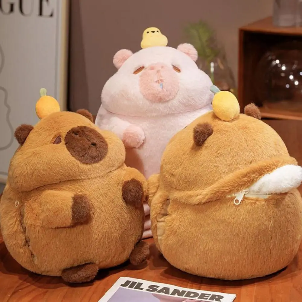 With Blanket Warming Capybara Hand Pillow Nap Pillow Fluffy Capybara Plush Doll Soft Toy Cute Capybara Anime Fluffty Toy