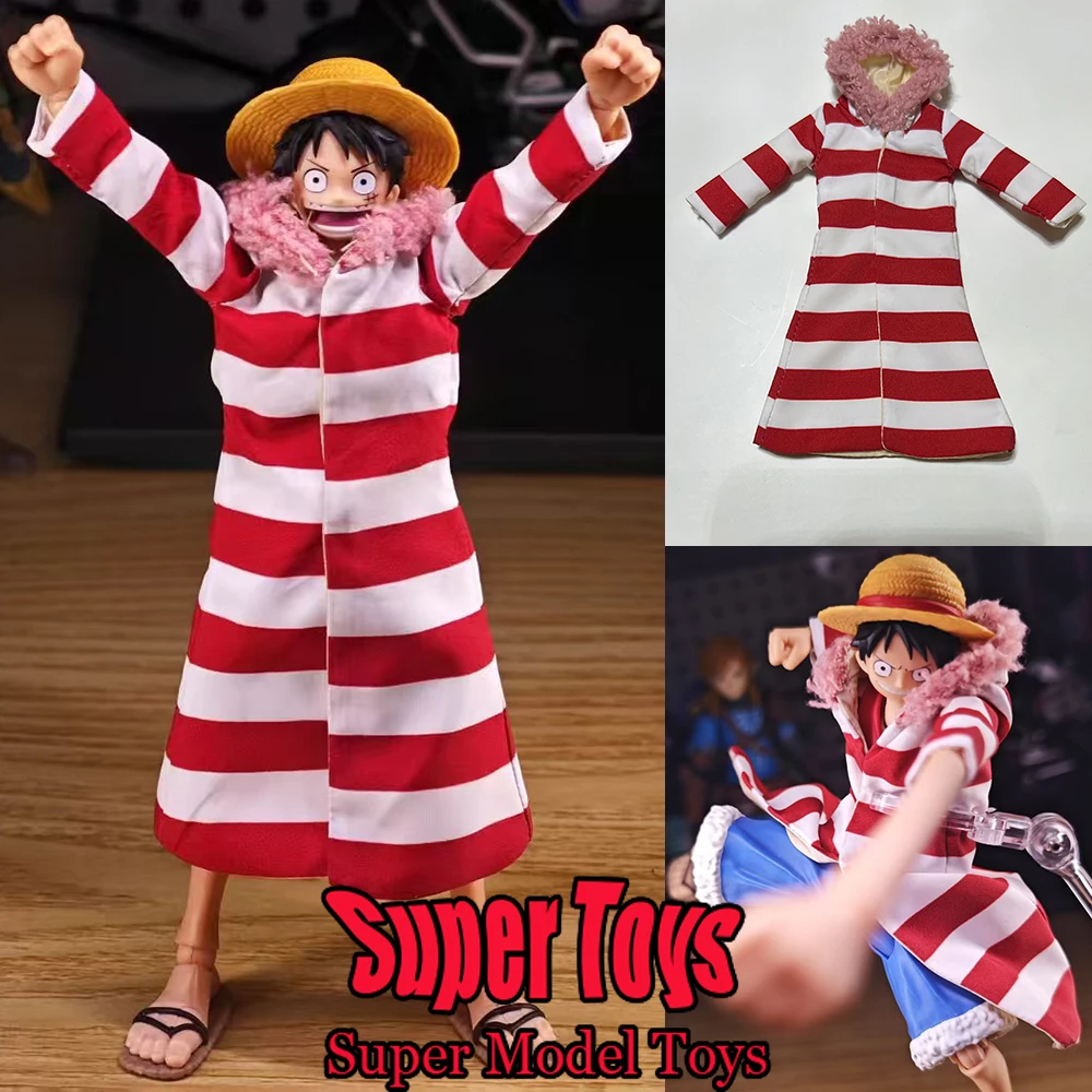

In Stock 1/12 Scale Male Soldier Clothes ONE PIECE Monkey D. Luffy Long Striped Coat For 6-inches SHF Action Figure Model Doll
