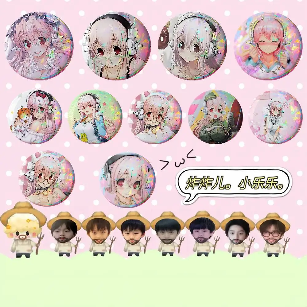 S-Super S-Sonico Badges Tinplate Soft Button Pin Brooch Metal Badge Custom Jewelry Accessories Hat Bag Lapel