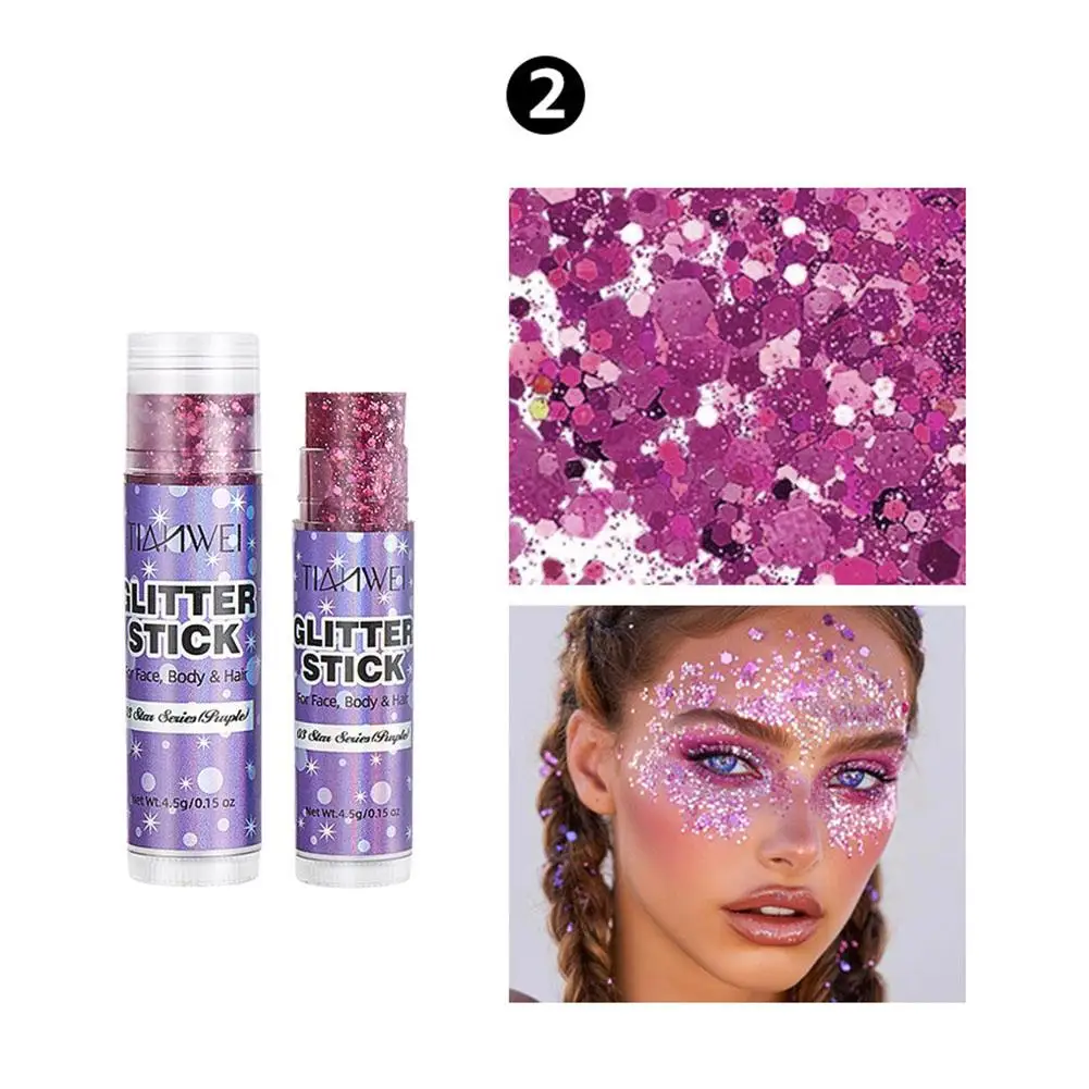 Glitzer-Pailletten-Stick Funkelndes Gel Schimmerndes Langanhaltendes Gesichts-, Lippen-, Haar-, Körper-Make-up für Party, Festival, Bühne, Kosmetik-Creme-Gel Neu – Detail 14