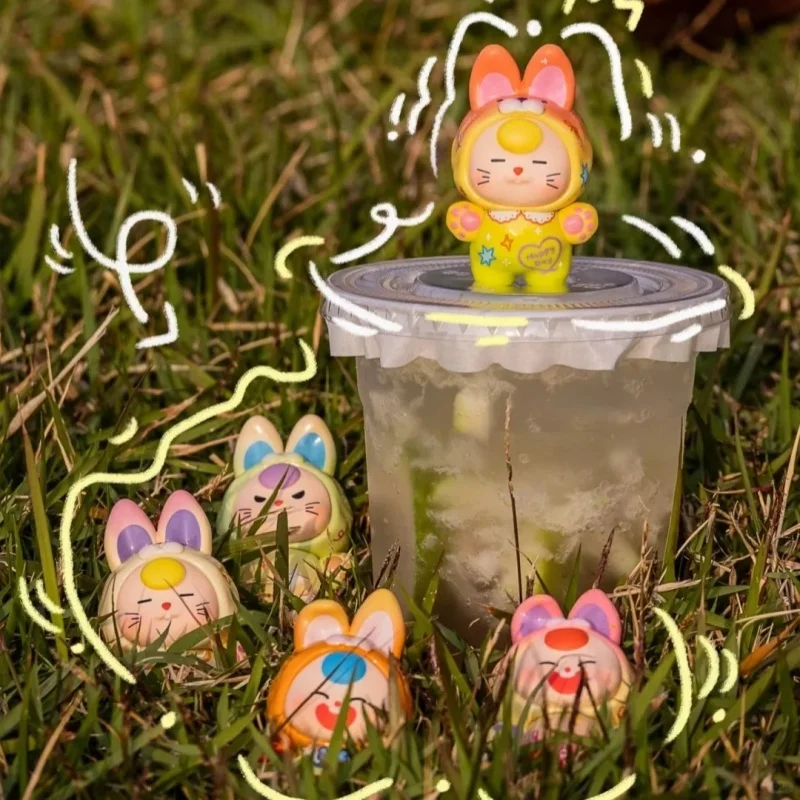 Original In Stock Baby Three Dopamine Bunny Series Cute Granules Blind Boxes Trendy Toys Small Figurines Pendants Cute Gifts