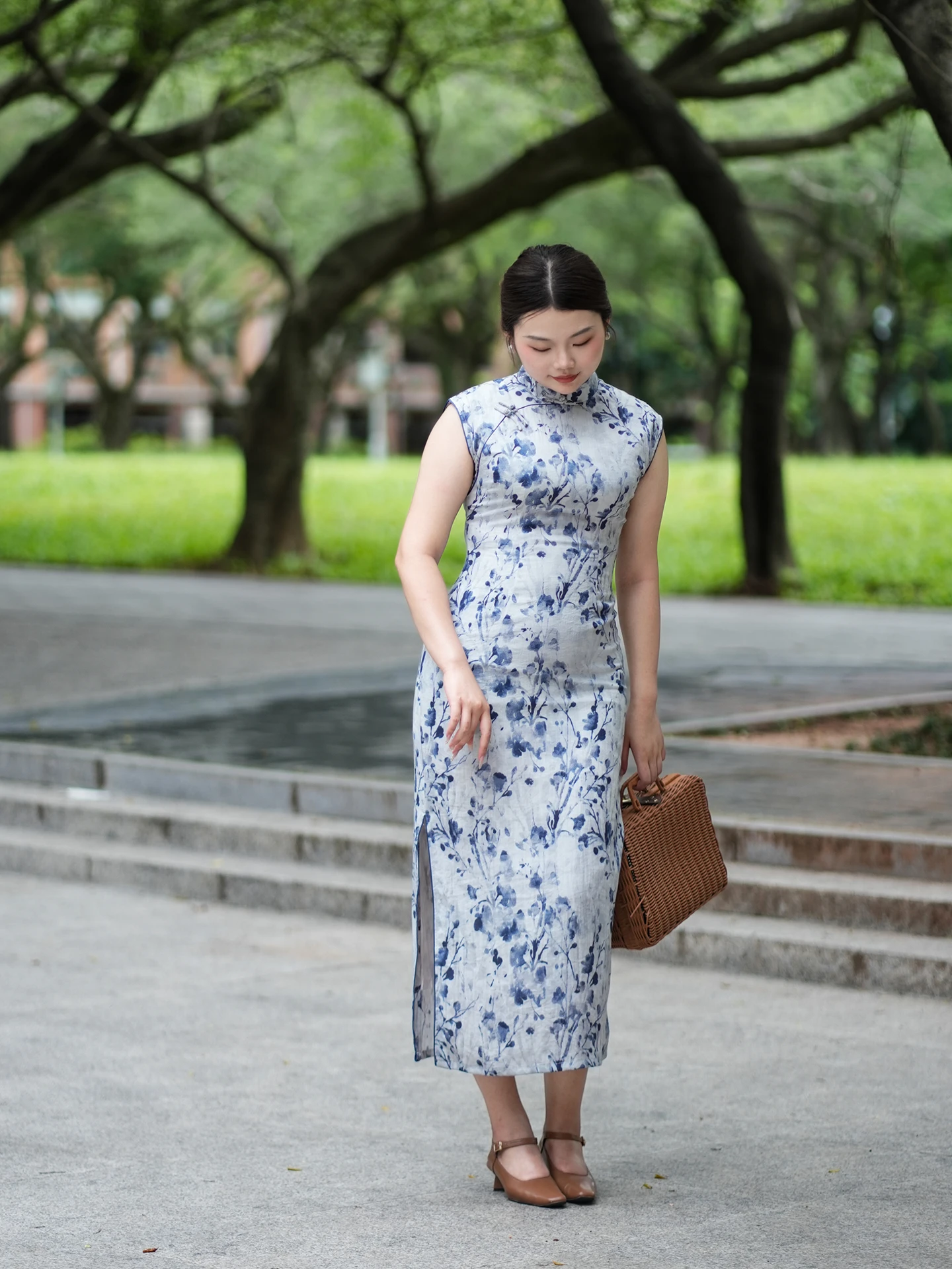 

Летнее женское платье-ципао больших размеров Ele Daily с цветочным принтом, стройнящее, в китайском стиле, длинное, с рукавами-крылышками