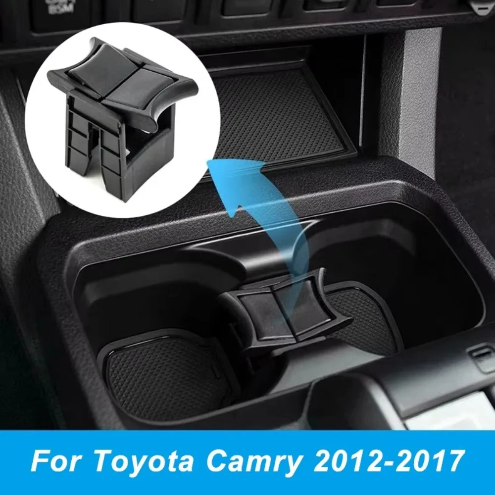 Black Center Console Cup Holder Great Fitment ABS Car Drinks Holders Durable for Toyota Camry From 2012-2017