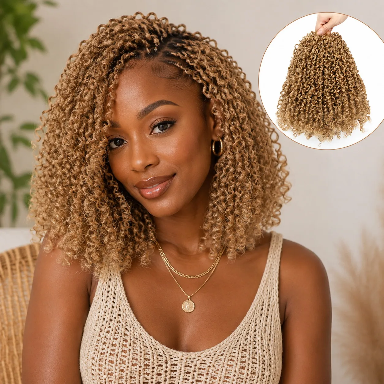Vorgefertigte Passion Twist Crochet Haare 10 Zoll Synthetisches Flechthaar Einfach zu Installierende Boho Lockige Schutz-Haarverlängerungen für Frauen – Detail 1