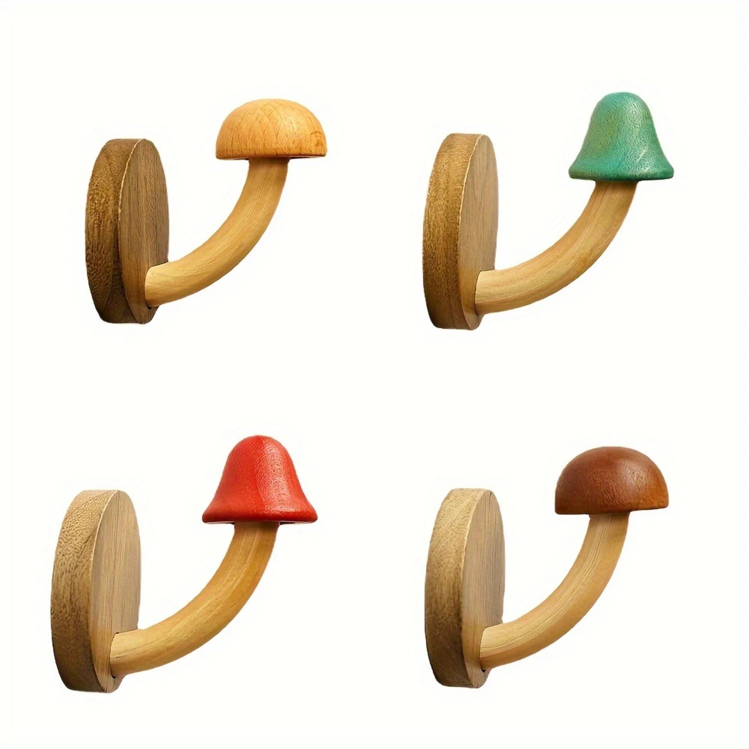 컬러 버섯 접착제 세트 - 내구성이 뛰어난 원목, 천공되지 않음, 강력한 접착 뒷면, 생생한 마감 - 12월에 딱 맞습니다.