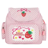 Mochila de fresa dulce, Mini mochila bonita para estudiantes, mochila escolar de dibujos animados con múltiples bolsillos, bolsas para niños con bordado de fresa