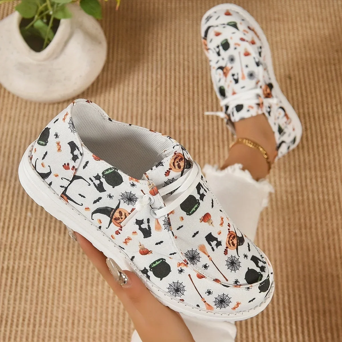 Spring/Autumn Fashion New Walking Pumpkin Halloween Women\'s Casual and Comfortable Large Size Loaf Flats