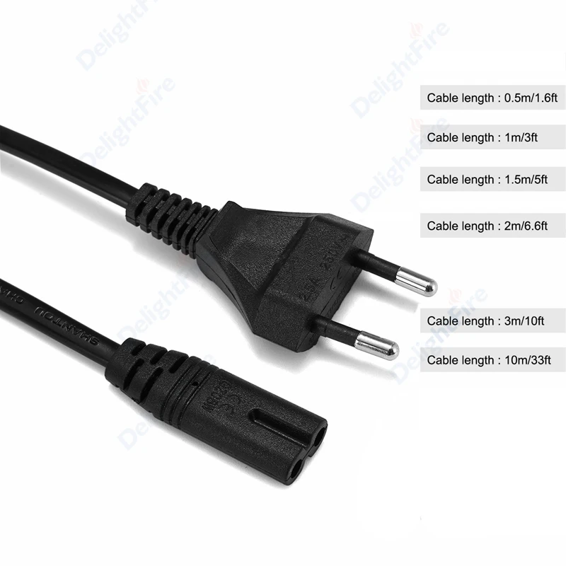 EU Plug AC Power Cable IEC 320 C7 1m 2Pin Type C Figure 8 European Power Supply Cord For Dell Laptop Charger PS4  XBOX One S