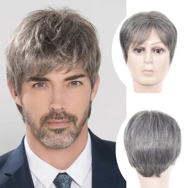 Short Grey Halloween Fancy Men Party Male Hair Wig