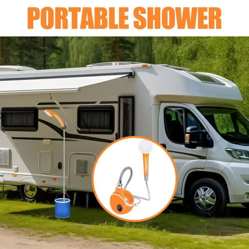 Digital Temperature Display Outdoor Shower 2000Mah Adjustable Pressure Camping Shower High Pressure Waterproof Pump Head