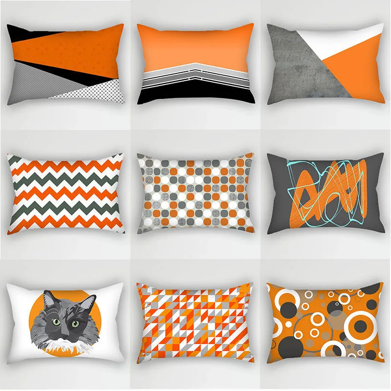 Geometric and Animal Pattern Double Sided Pillowcase, Rectangle Decorative Cushion Cover for Sofa, Insert Not Included