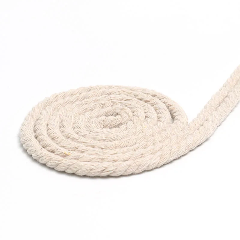 New 8cm 100% Cotton 10Meters 3 Shares Twisted Cotton Cords  DIY Craft Decoration Rope Cotton Cord for Bag Drawstring Belt