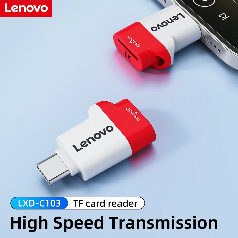 Lenovo C103 USB 3.2 TF Card Reader Micro SD Card Reader Mini Portable Type‑C OTG Adapter for Phone Laptop