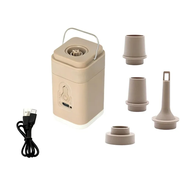 LLCS-Portable Air Pump For Inflatables, Ultra Powerful Mini Air Mattress Pump With Camping Light For Pool Float, Air Mattress