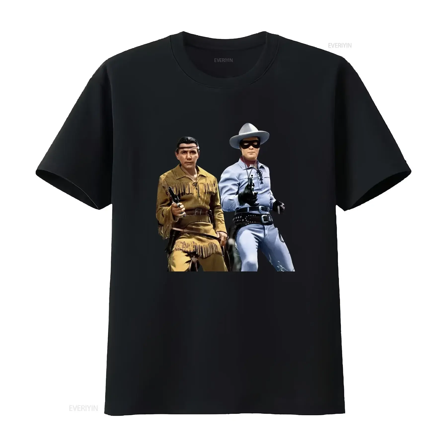 Retro Vintage Classic Western Lone Ranger Tonto Print Cool Casual T Shirt vintage Washed streetwear Slightly Stretched graphic