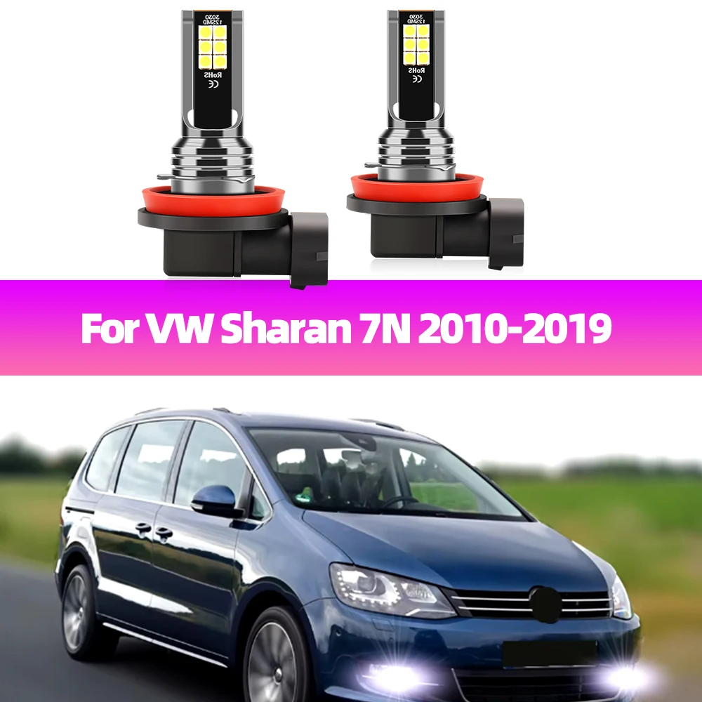 2 Stücke LED Nebelscheinwerfer Lampen Für VW Volkswagen Sharan 7N 2010 2011 2012 2013 2014 2015 2016 2017-2019 LED Nebelscheinwerfer 6000 Karat Weiß