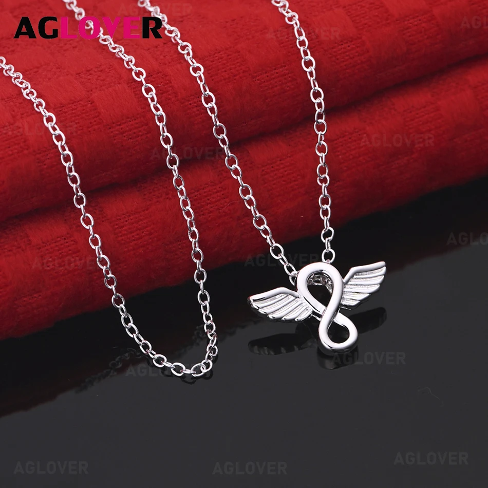 

AGLOVER 925 Sterling Silver Angel Wing Pendant Necklace Daily Accessories Women's Simple and Atmospheric Jewelry