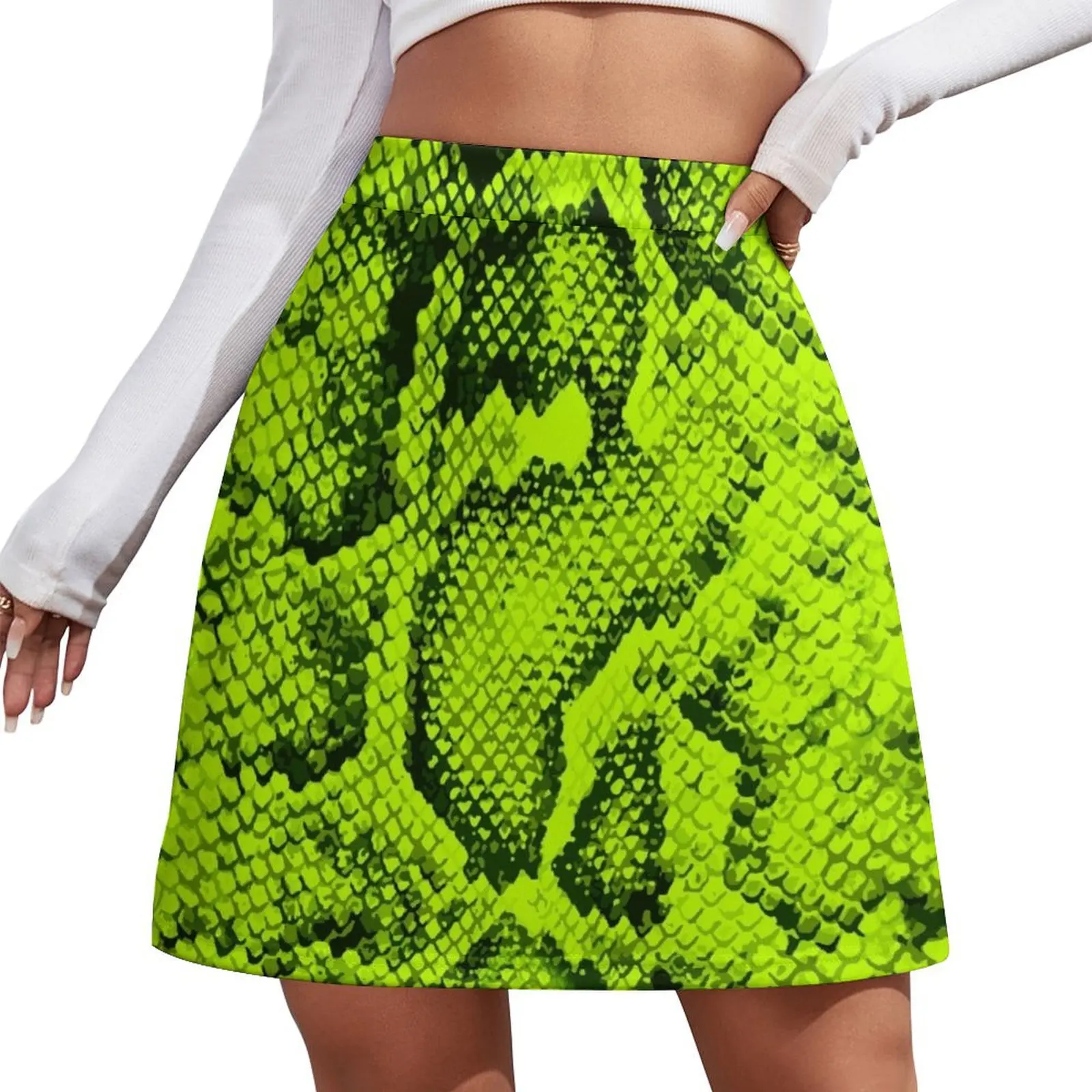 

Lime Snakeskin Mini Skirt sexy skirt Summer women's clothing elegant skirts for women