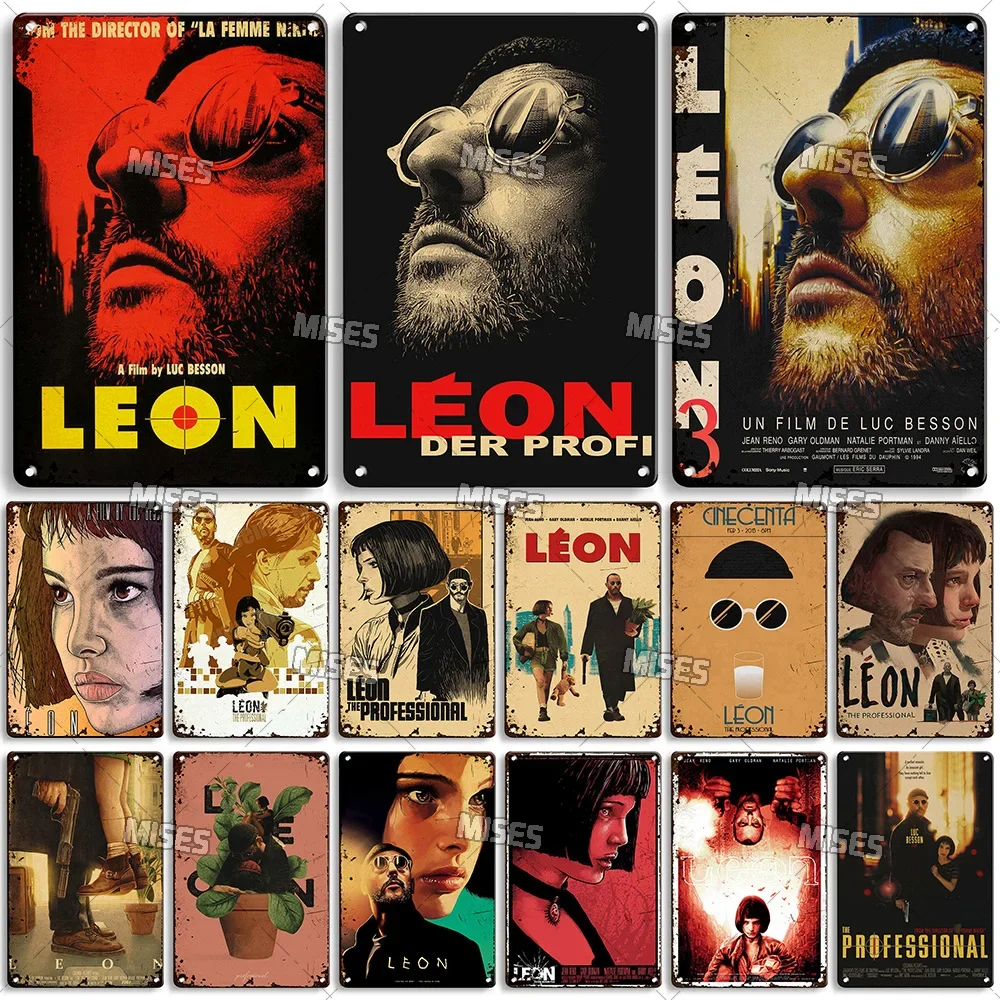 MISES Léon-póster de Metal de película clásica, cartel de hojalata de Killer Leon Pub, placa de pared, decoración Industrial para el hogar y el jardín