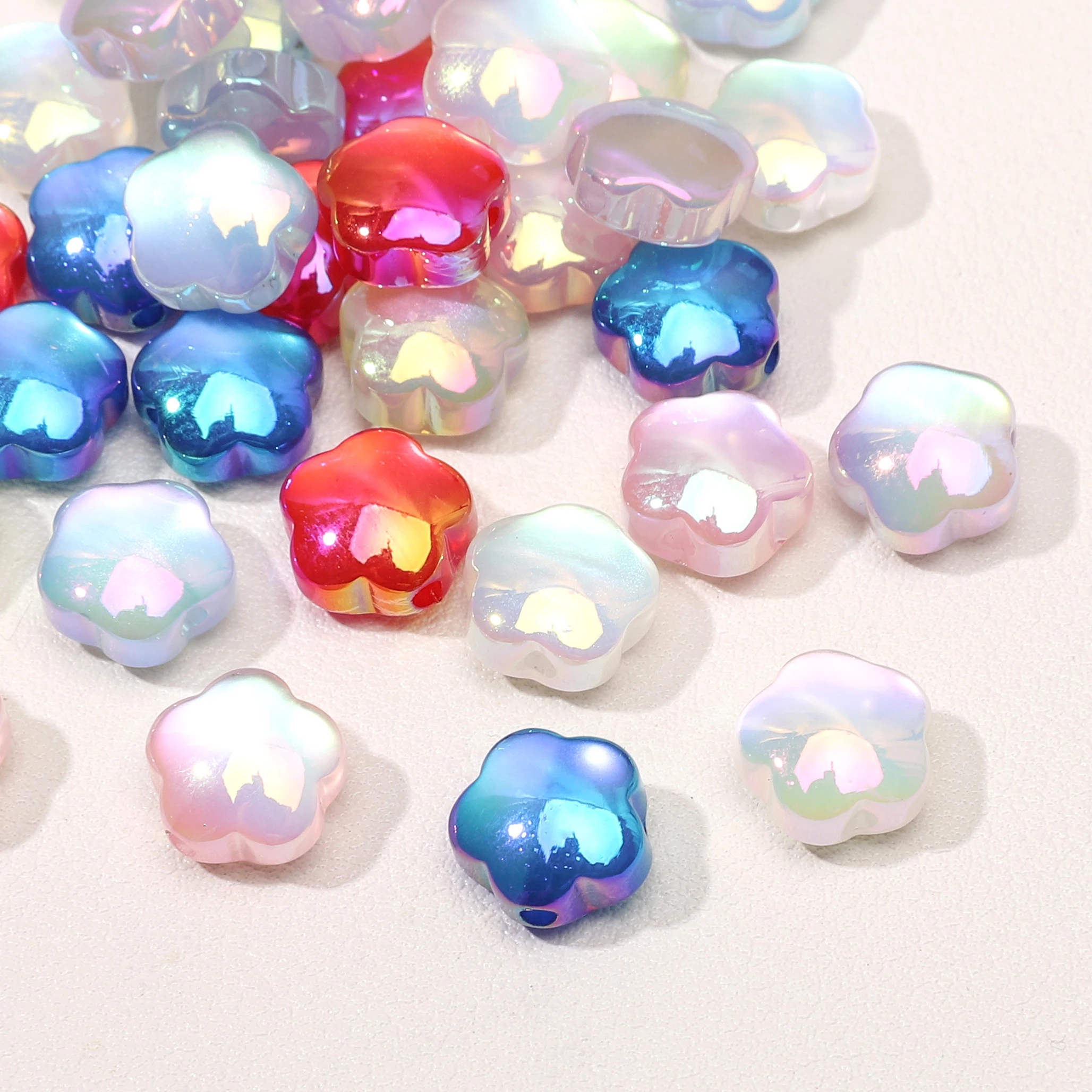 5/10Pcs 10mm Flower Beads Acrylic Loose Spacer Beads Jewellery Making DIY Women's Earrings Bracelet Necklace Bag Charm Materials