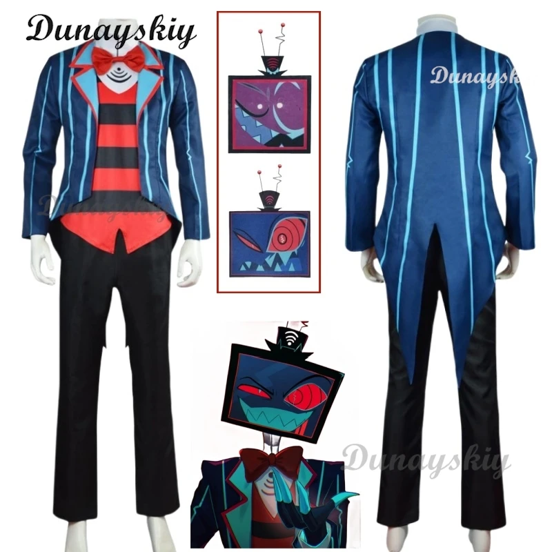 

Hazzbin Costume Cosplay Hotel Vox Cosplay Uniform Mask Suit Outfit Halloween Carnival Christmas Blue Red Suit Role Playing