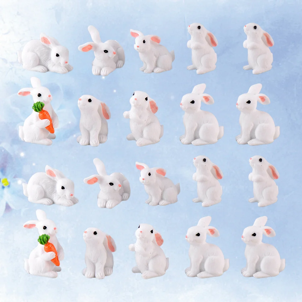 20 Pcs Mini White Resin naments Adorable Craft Decor for Home Party Kids Easter Landscape Dollhouse Toys Durability