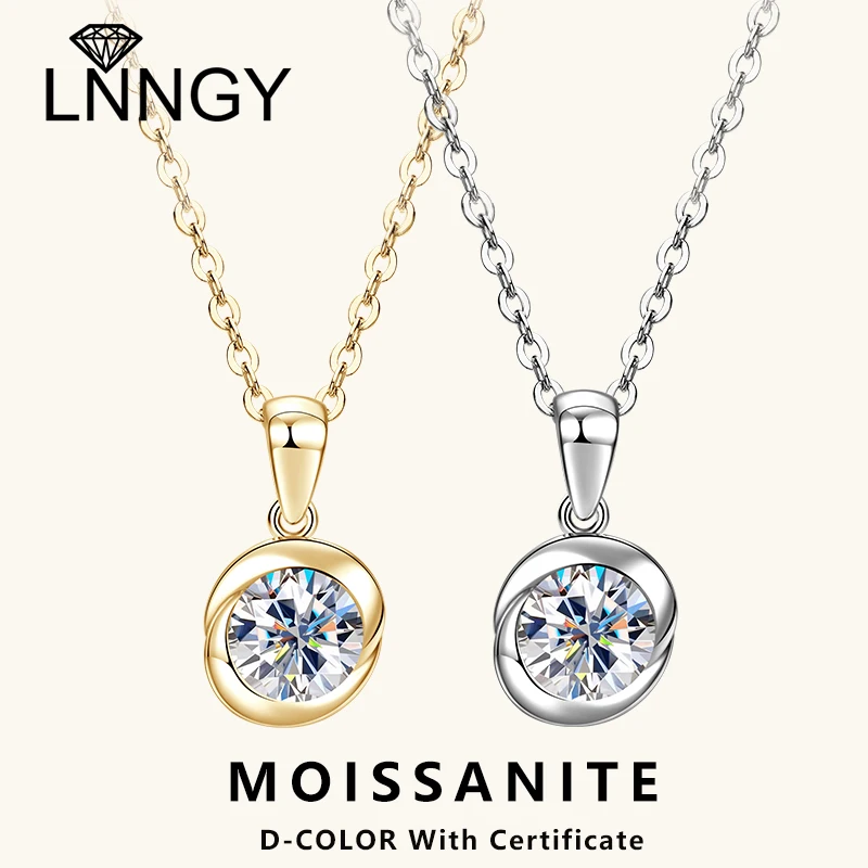 

Lnngy сертифицированное 6,5 мм пасьянс муассанит ожерелье воротник Plata стерлингового серебра 925 пробы бутон розы кулон ожерелья для женщин ювелирные изделия