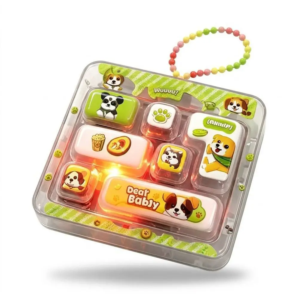 7-Key Decompression Button Cute Design Transparent Dual-Tone Mini Keyboard Pendant With lights Simulation Keyboard