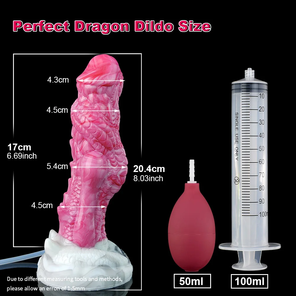 YOCY 8 Inch Fantasy Squirting Dragon Dildo Realistic Ejaculating G-Spot Anal Texture Knot Masturbator Sex Toy For Women