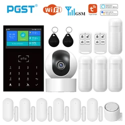 PGST PG109 Smart Tuya Alarm System 4,3 zoll Bildschirm WIFI GSM Einbrecher Home Security Mit Temperatur und Feuchtigkeit Funktion