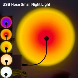 1x USB Sunset Lamp LED Rainbow Neon Night Light Projector Photography Wall Atmosphere Lighting for Bedroom Home Room Decor Gift