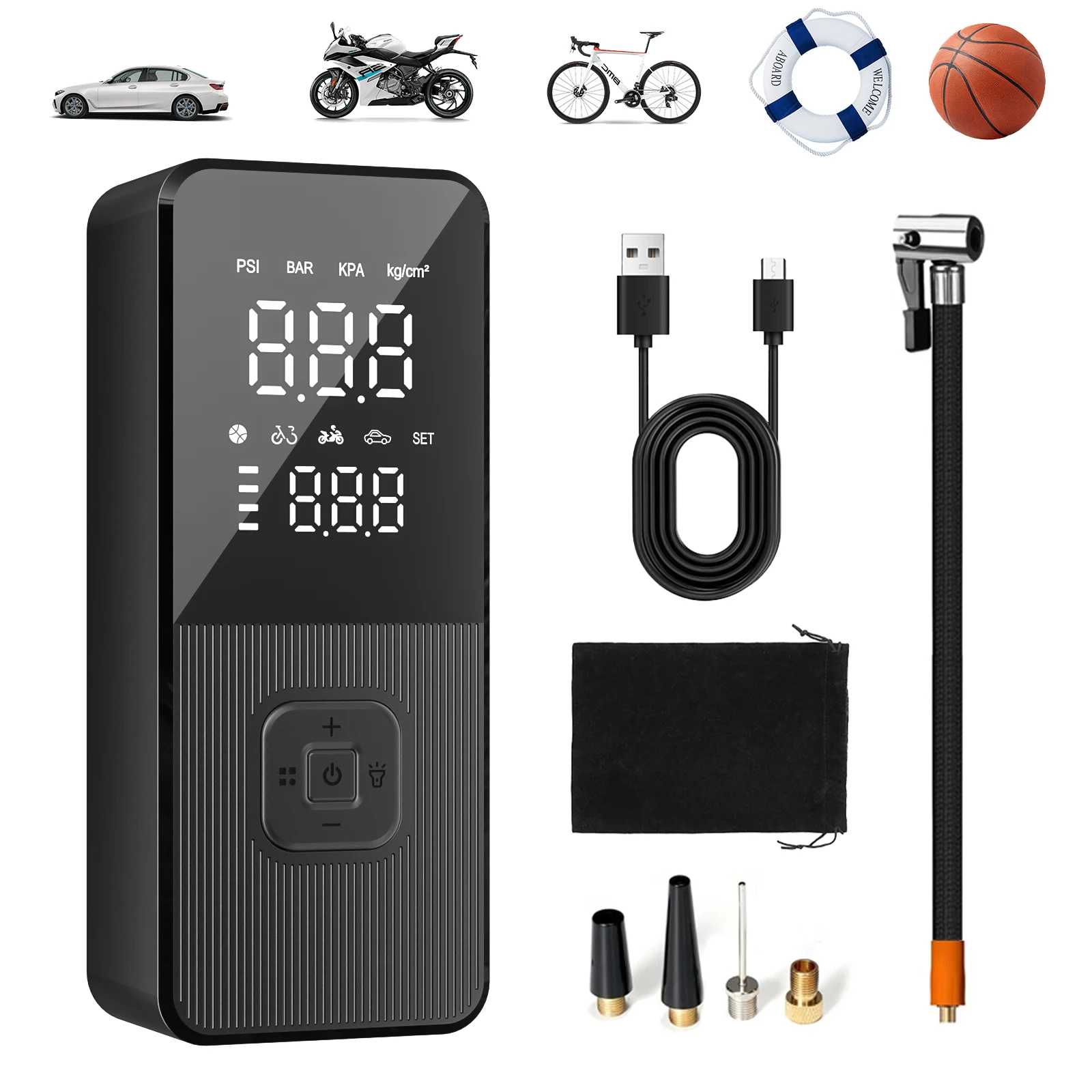 

150PSI Portable Tire Inflator Wireless Air Compressor Car Digital Air Pump for Car Motorcycle Bicycle Ball