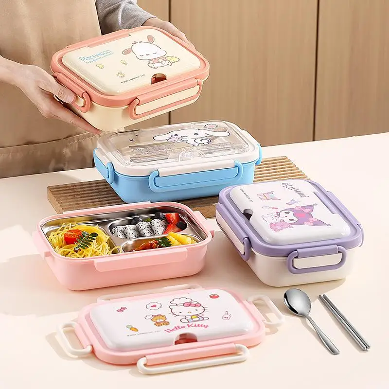 

Sanrio Lunch-Box Hello Kitty Cinnamoroll Cartoon Girl Office Worker High-Capacity Portable Student Bring Tableware Lunch-Box