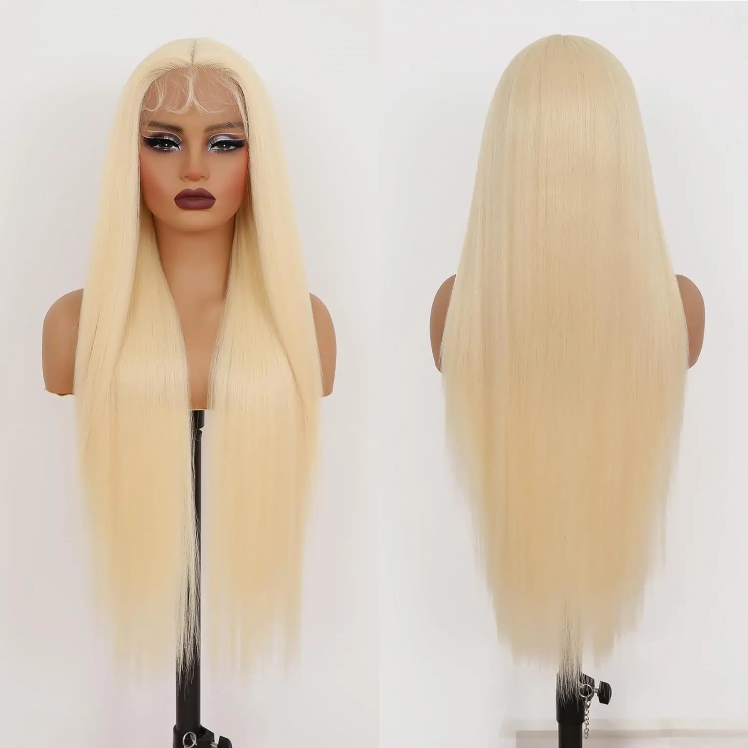 Silky Straight Virgin Honey Blonde synthetic Full Lace Wig Chinese 613 Lace Front Wig