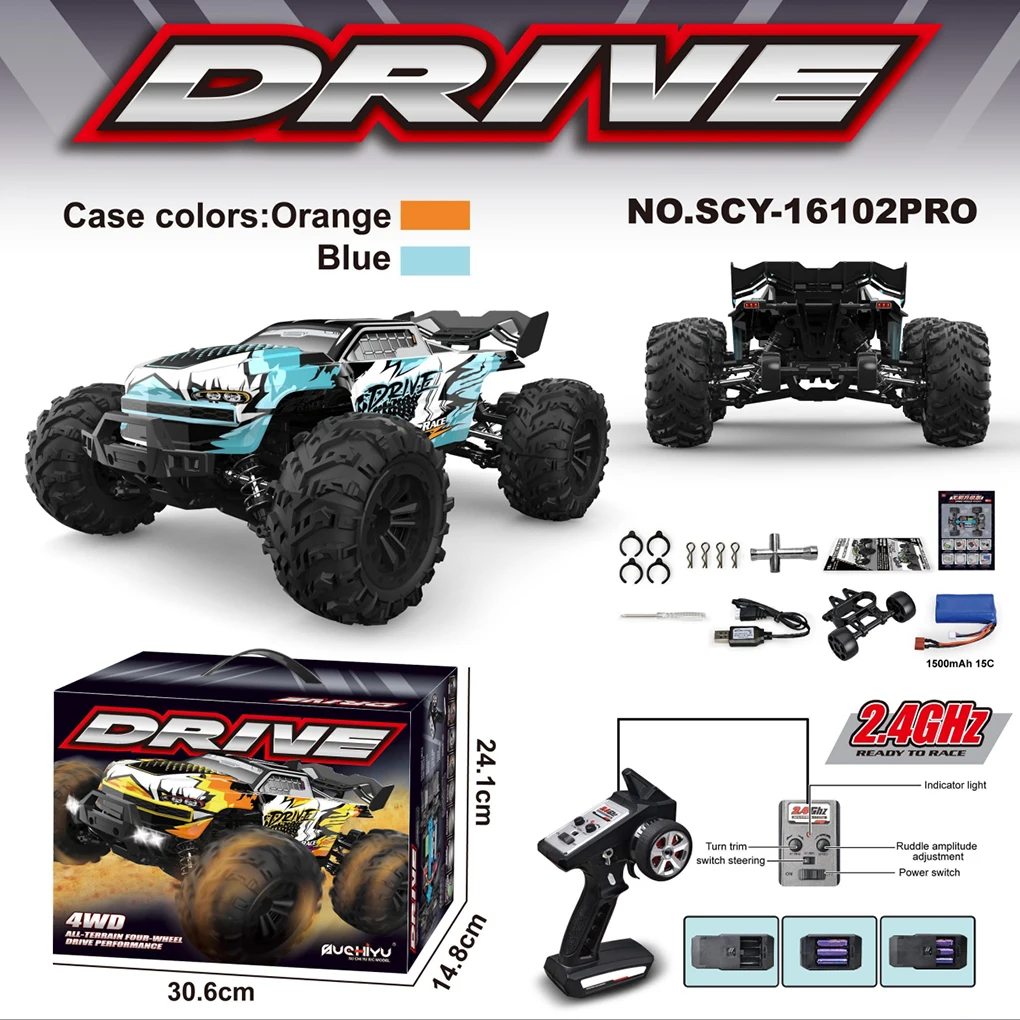 Plastic New RC Car 116 70KM/H Or 50KM/H 4WD RC Car LED Remote Control Cars High Speed Drift Monster