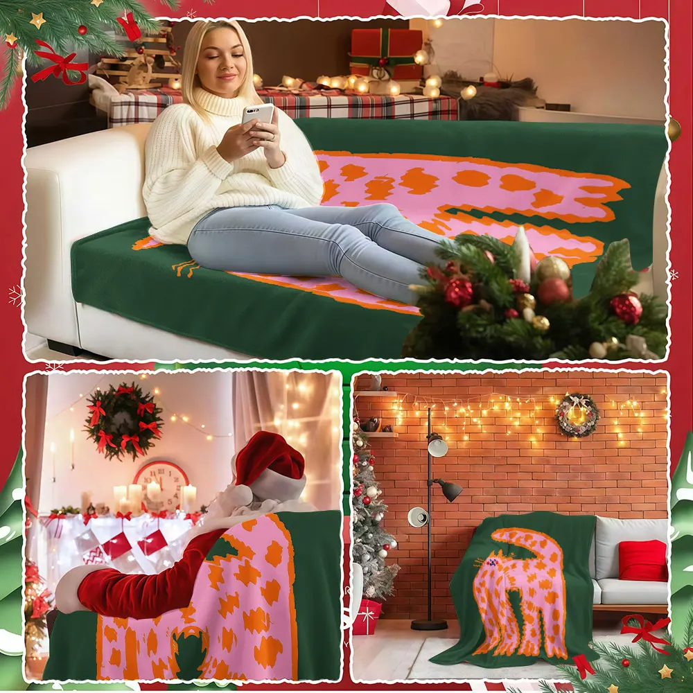 Playful Spotted Cat Winter Summer Flannel Blanket Throw Fleece Soft Fuzzy Plush Cozy Fleece Blankets for Sofa Ideal Gifts