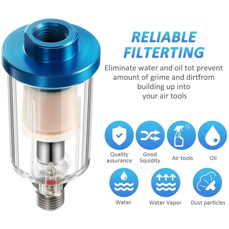 1pcs Water Oil Separator Filter 3-Pack for Spray Gun ABSE Air Compressor Inline Moisture Trap Pneumatic Tool Accessory