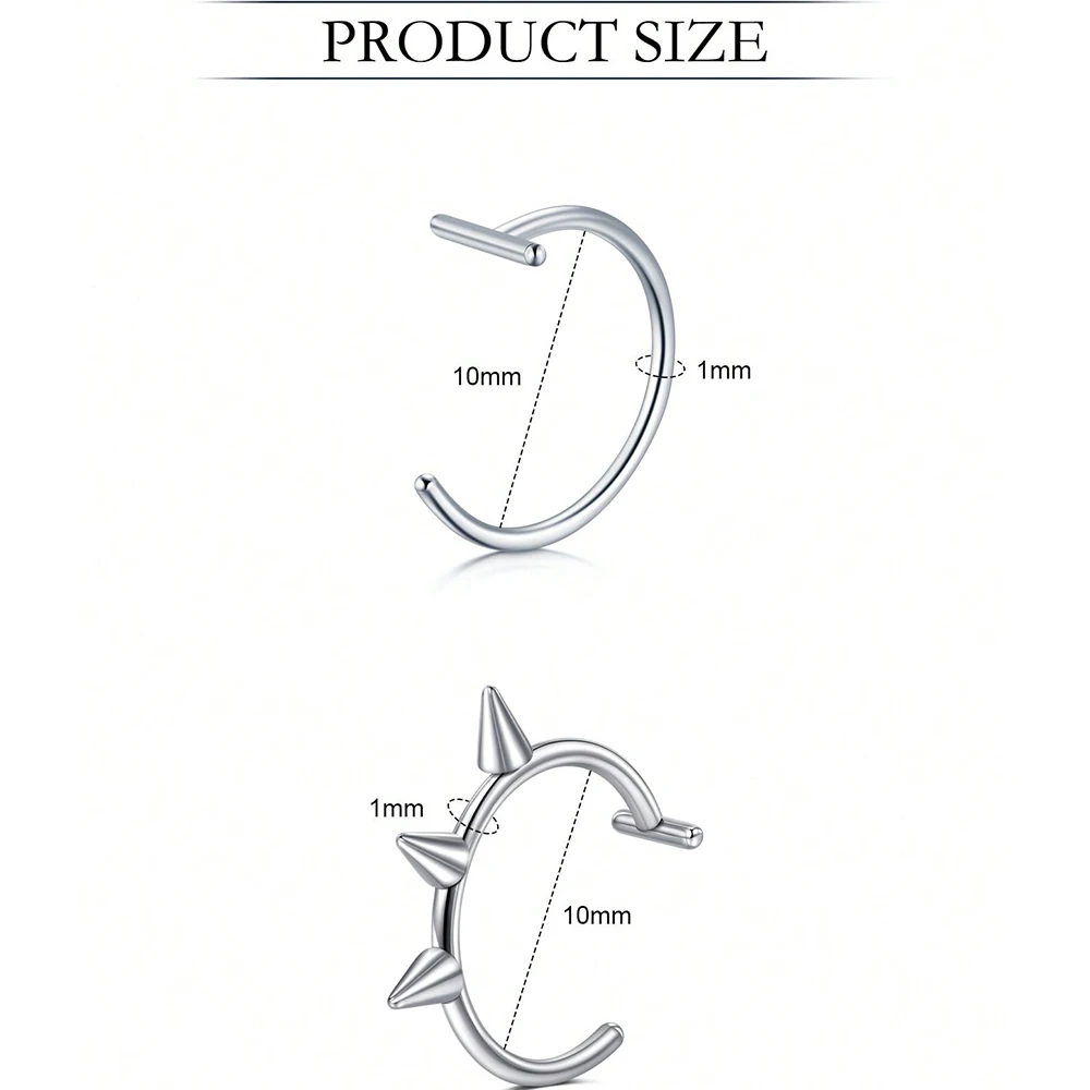 2pc Statement Stainless Steel Fake Lip Ring Tusk Snake Bite Non Piercing Jewelry For Women Men Daily Wear Festival Party Fashion