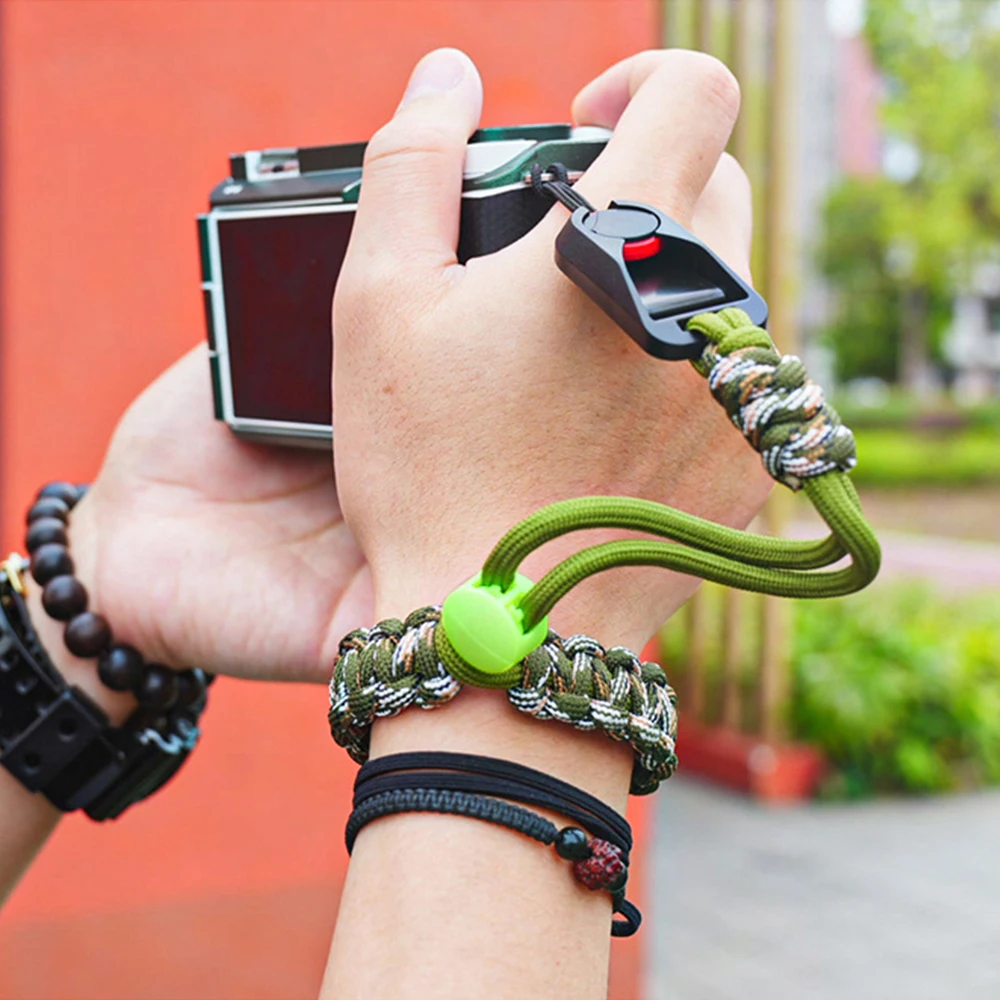 สายคล้องข้อมือแบบถอดเร็วสำหรับกล้อง DSLR ป้องกันการสูญหาย ใช้กลางแจ้ง สายคล้องข้อมือแบบถักกว้างพิเศษ พร้อมหัวเข็มขัด PE