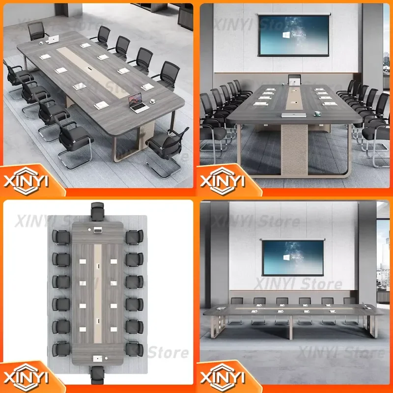Simple Modern Office Conference Long Desk for Negotiation Training Large Small Meeting Room Desk and Chair Combination for