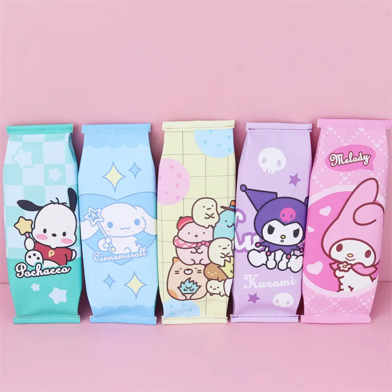 

Sanrio Kawaii Kuromi Pencil Cases Hello Kitty Cinnamoroll Pu Leather Pen Bag School Office Supplies Stationery Pouch Gifts