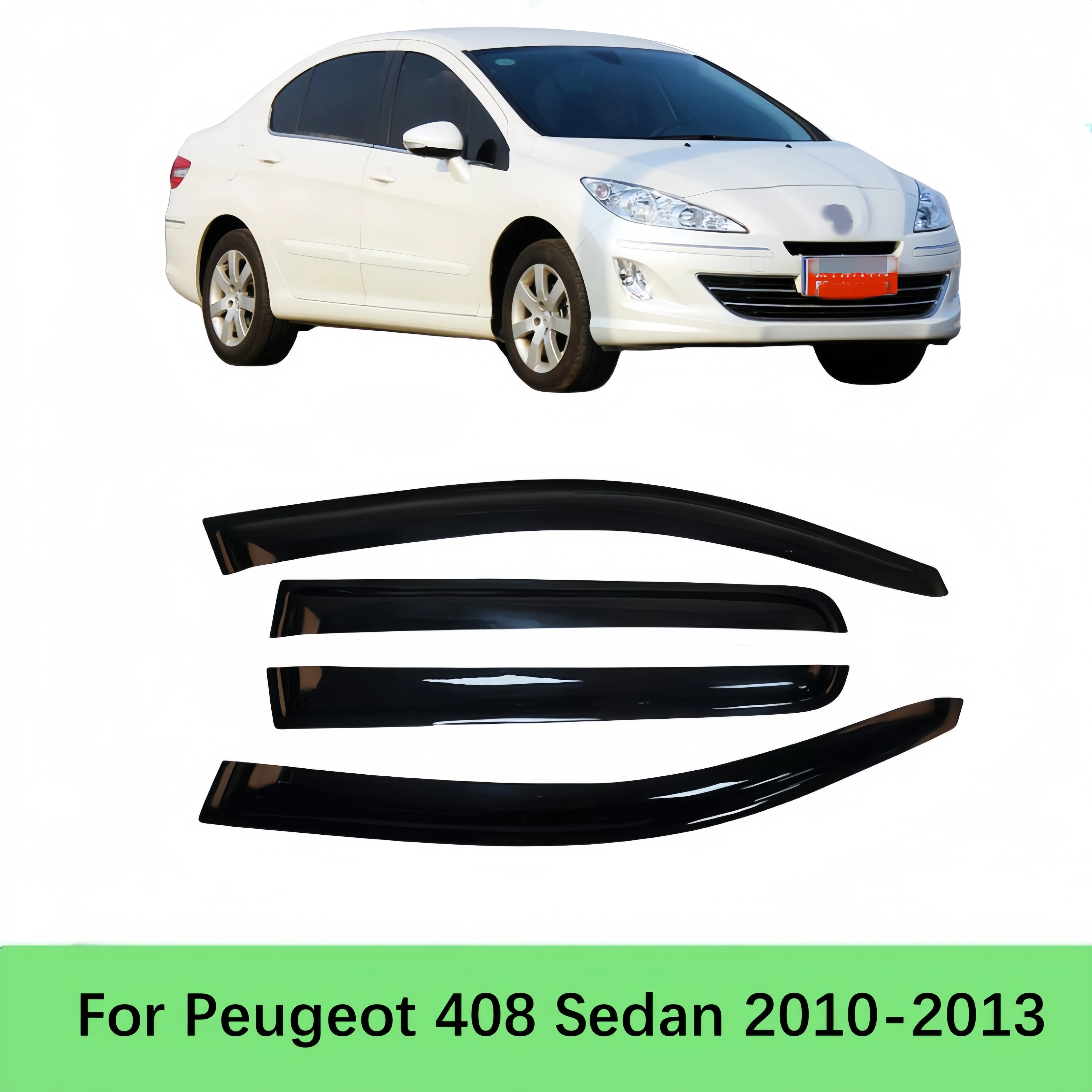 

For Peugeot 408 Sedan 2010-2013 Side Window Visor Sun Rain Deflector Guard Awning Shelters Adhesive Trim Car Styling Accessories