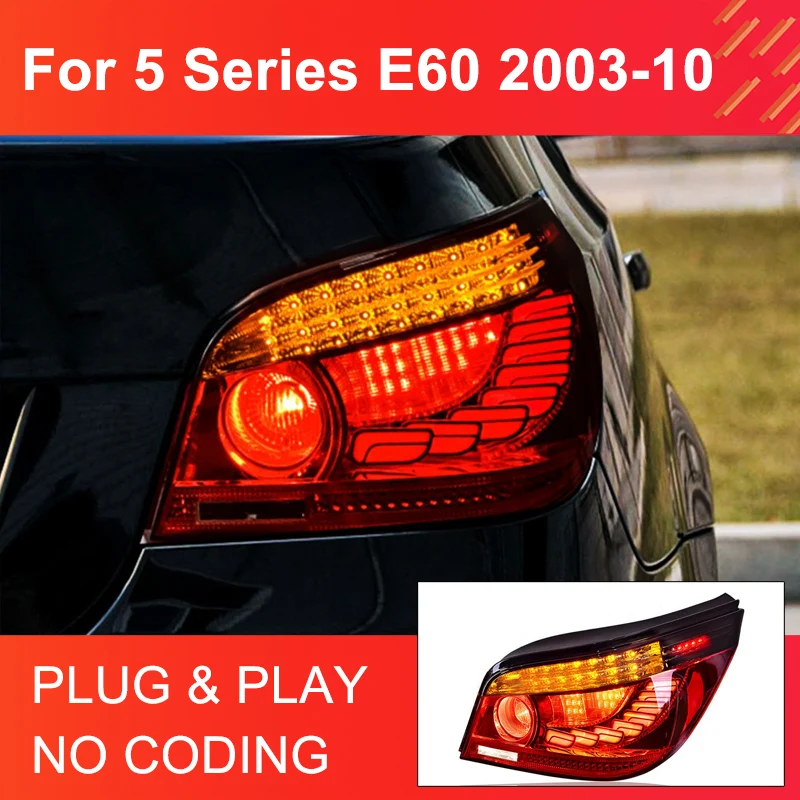 1 Pair LED Tail Light Assembly for BMW E60 2003-2010 Taillights Plug and Play with LED Dynamic Turning Brake Rear Tail Lamps