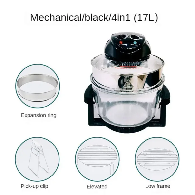 Phace 110V Glass Visual Large Capacity Multifunctional Air Fryer Convection Halogen Oven